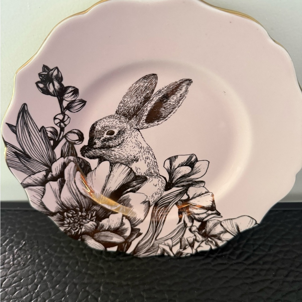 Floral Decorative 222 Fifth Garden Playtime Gold And Pink Porcelain
Plate. 8.5” - Picture 6 of 6
